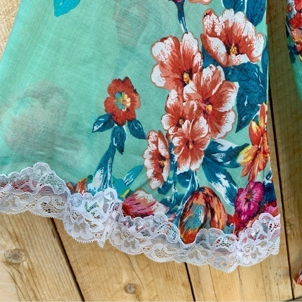 Aratta Silent Journey Floral Long Sleeve Blouse Top Feminine Lace Drapey Sz S - Picture 6 of 11
